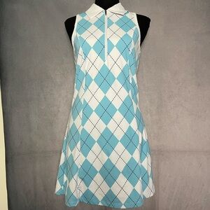 Blue and White Argyle Women's golf  Dress